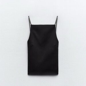 Elegant Black Women's Top Rhinestone Top Open Back